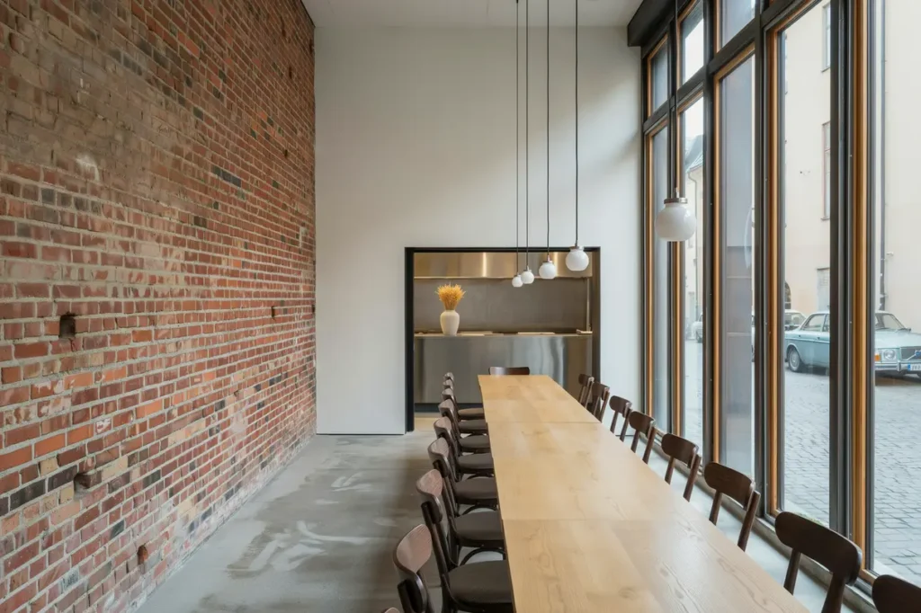 ombyggnad av butikslokal till modern restaurang i ropsten