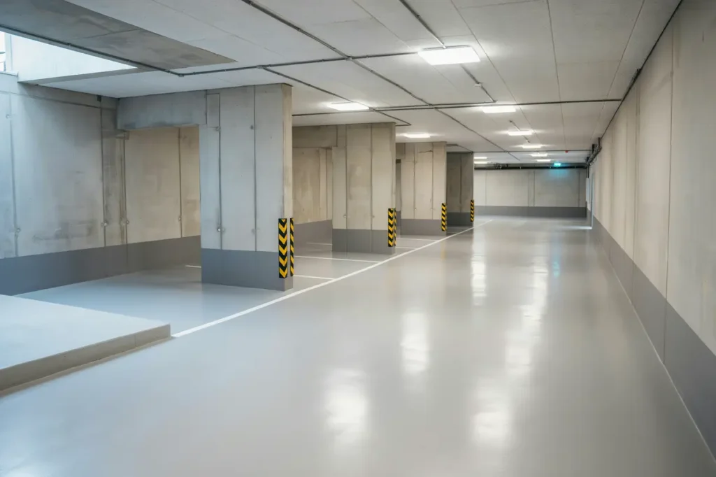 epoxigolv och h rdplastbel ggning i parkeringsgarage i ropsten hjorthagen